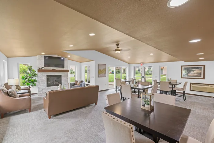 Community room at Arbor Lakes Apartments in Middleton, Wisconsin, designed for resident gatherings and events.