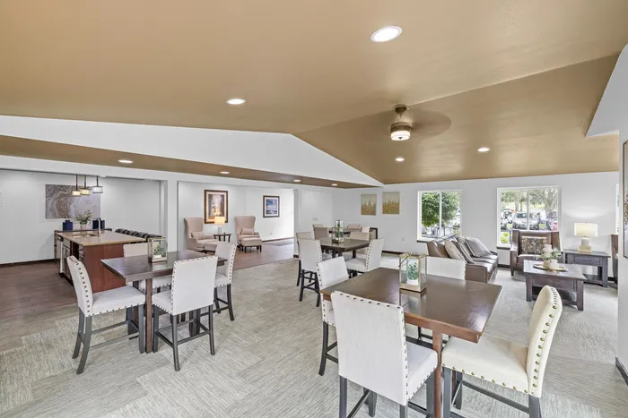 Community room at Arbor Lakes Apartments in Middleton, Wisconsin, designed for resident gatherings and events.