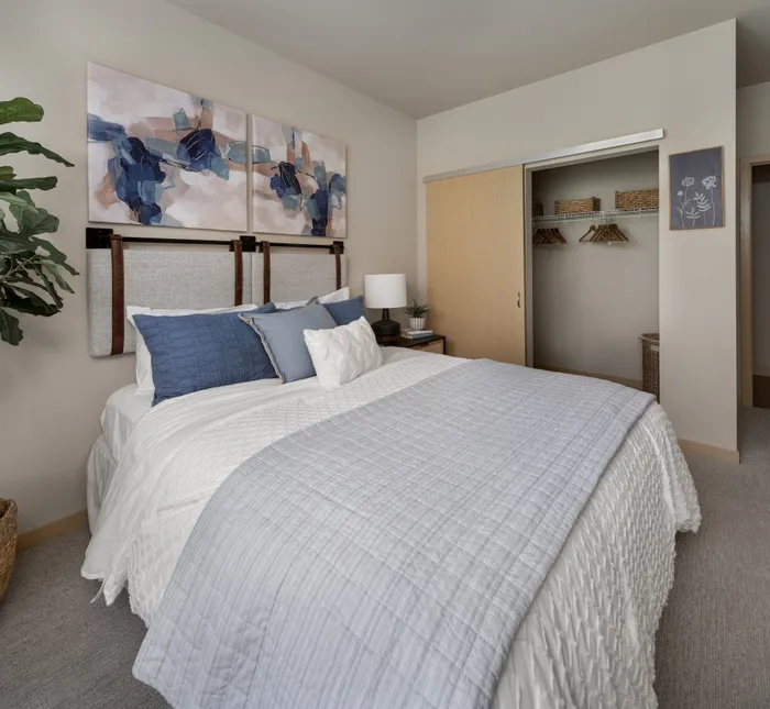Comfortable bedroom with ample space, clean finishes, and room for personalization.