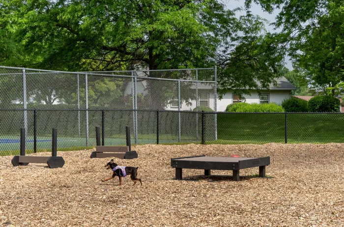 Dog park at Manchester Oaks Apartments in Franklin, Wisconsin for resident pets and recreation.