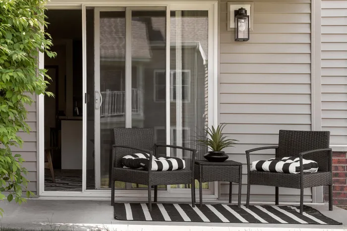 Private patio at Manchester Oaks Apartments in Franklin, Wisconsin offering outdoor space for residents.