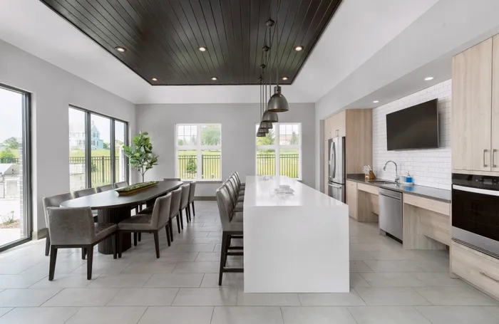 Clubhouse kitchen at Seasons at Grafton Apartments in Grafton, Wisconsin designed to support resident events and gatherings.