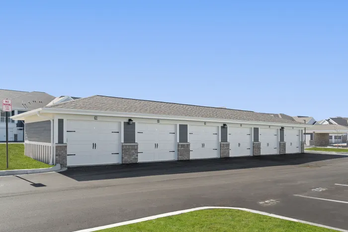 Detached garages at Seasons at Plainfield Apartments in Plainfield, Illinois.