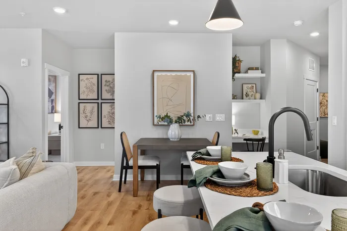 Modern kitchen at Echelon at Charlotte with stainless steel appliances and open layout