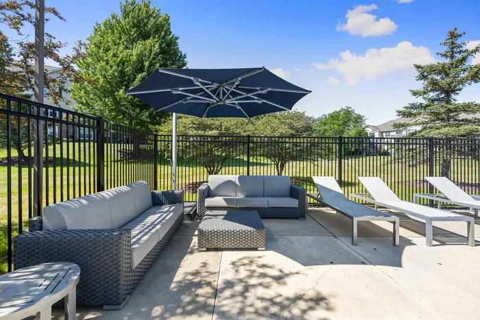 Poolside lounge at Riverwood Apartments in Kenosha, Wisconsin.