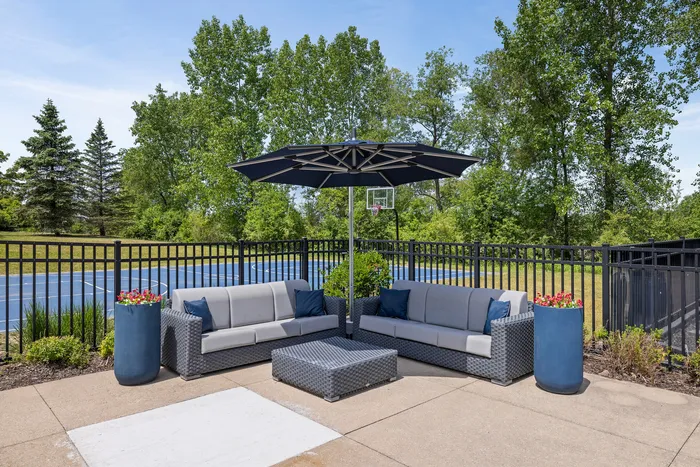 Lounge seating at Saddlebrook Apartments in Pewaukee, Wisconsin.