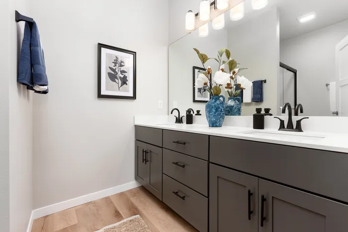 Modern bathroom inside a Terrapin Run stacked flat.