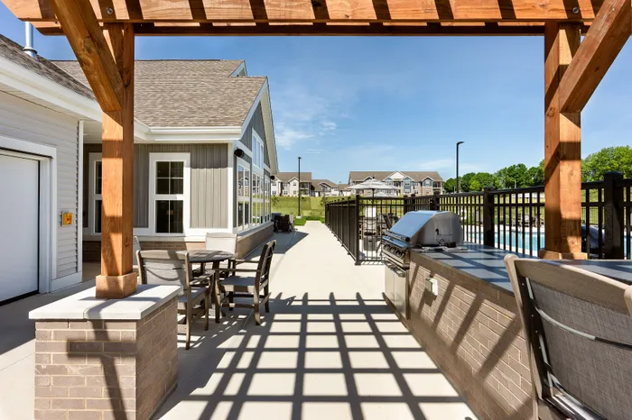 Outdoor grilling station and patio area at Terrapin Run.