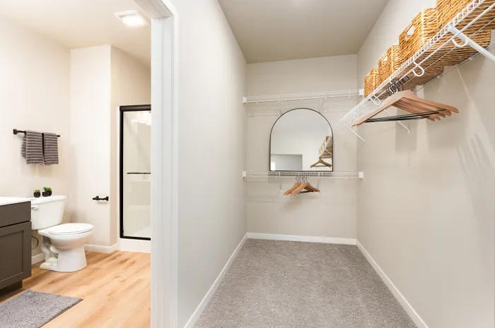 Modern bathroom inside a Terrapin Run stacked flat.