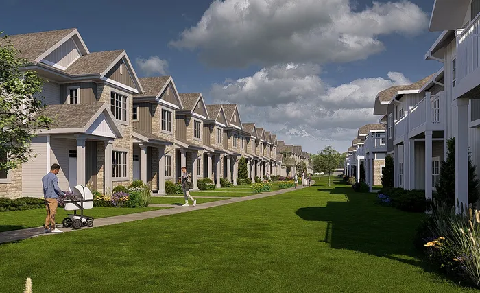 Community view of Terrapin Run Townhomes in DeForest, Wisconsin.
