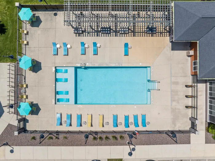 Resort-style pool and outdoor sundeck at 22 Slate Apartments in Madison, Wisconsin.