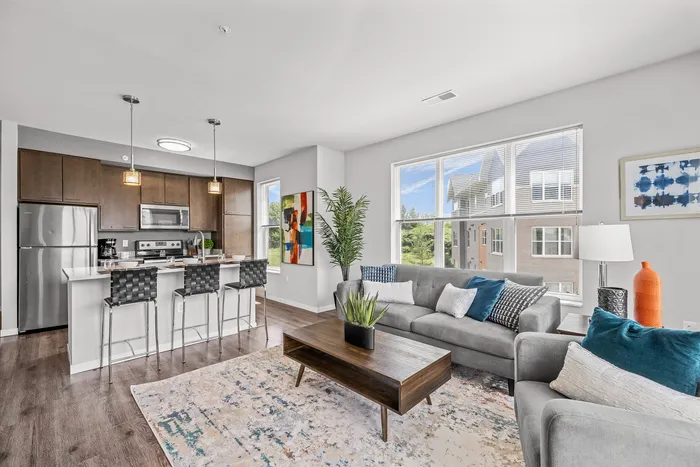 Resident living room at 22 Slate Apartments in Madison, Wisconsin.