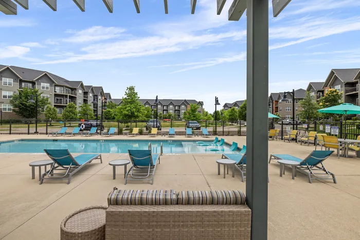 Resort-style pool and outdoor sundeck at 22 Slate Apartments in Madison, Wisconsin.