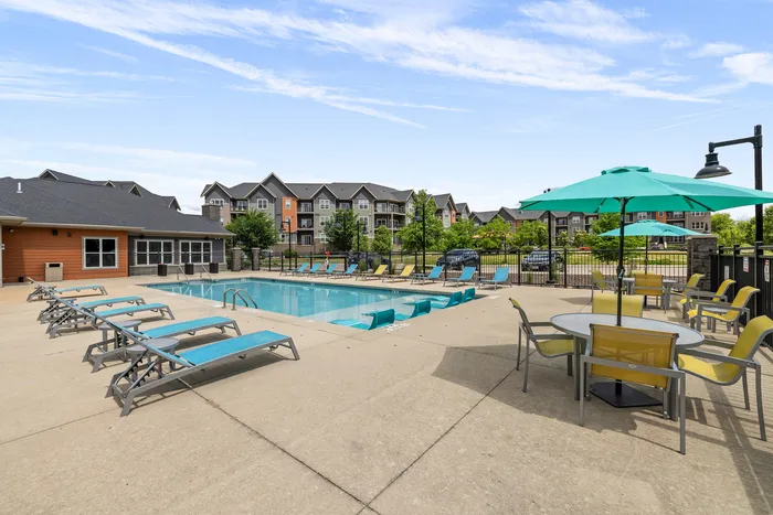 Resort-style pool and outdoor sundeck at 22 Slate Apartments in Madison, Wisconsin.