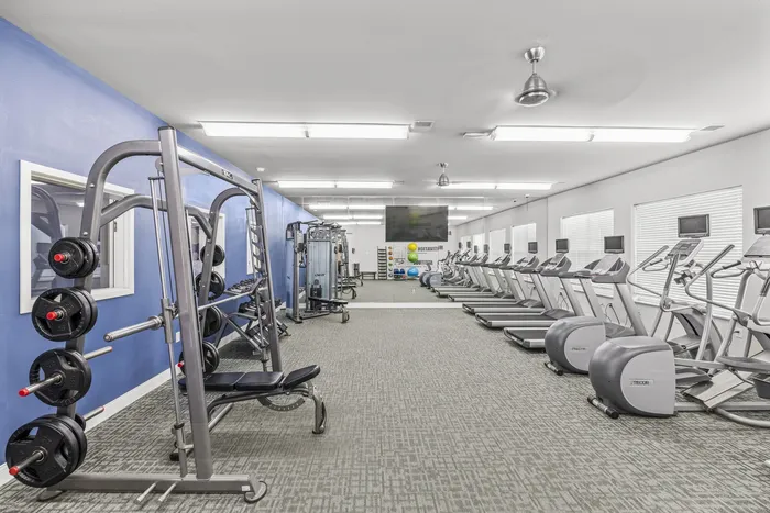 24-hour fitness center at 22 Slate Apartments in Madison, Wisconsin.