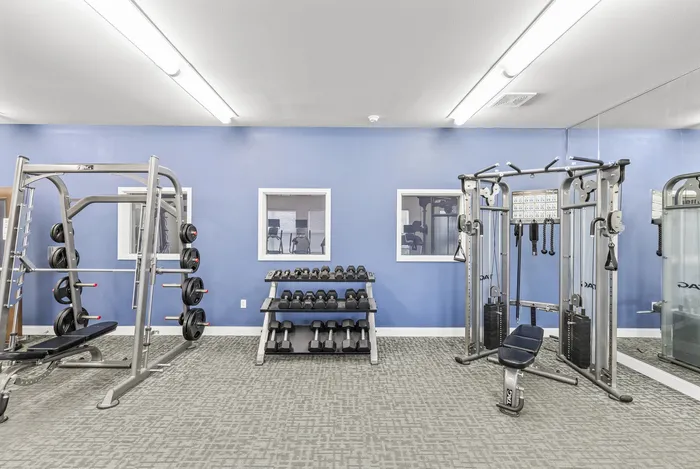 24-hour fitness center at 22 Slate Apartments in Madison, Wisconsin.