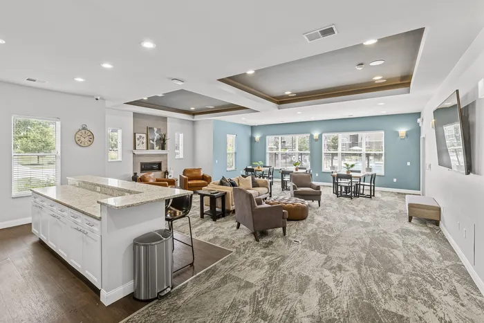 Resident clubroom and lounge at 22 Slate Apartments in Madison, Wisconsin.