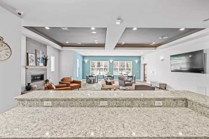 Resident clubroom and lounge at 22 Slate Apartments in Madison, Wisconsin.