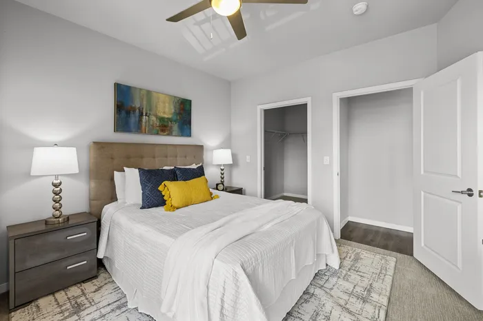 Resident bedroom at 22 Slate Apartments in Madison, Wisconsin.