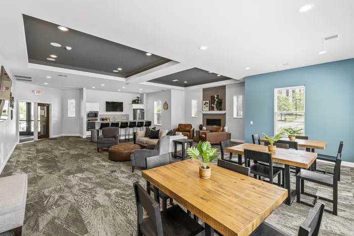 Resident clubroom and lounge at 22 Slate Apartments in Madison, Wisconsin.
