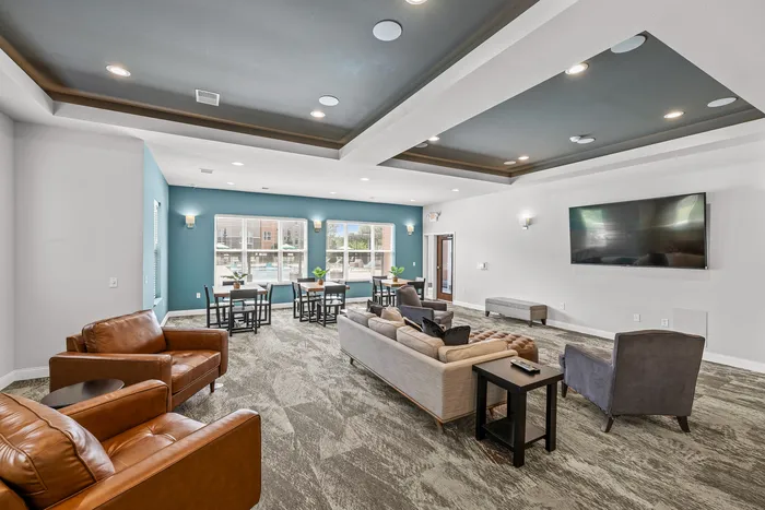 Resident clubroom and lounge at 22 Slate Apartments in Madison, Wisconsin.