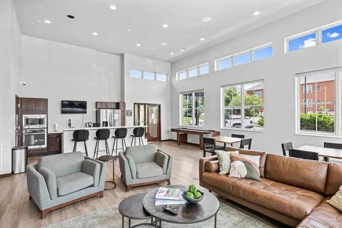 Spectacular clubroom at 50Twenty Apartments in Madison, Wisconsin.