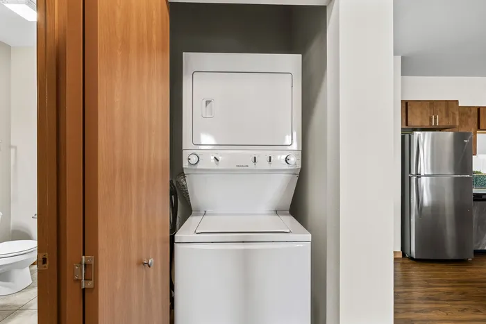In-unit, full-size laundry at 50Twenty Apartments in Madison, Wisconsin.