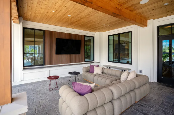Outdoor apartment amenity at Echelon at Charlotte in Charlotte, North Carolina.