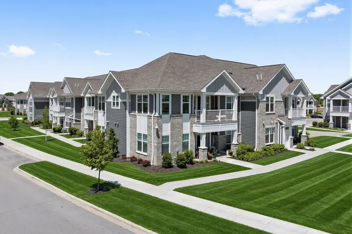 Exterior of Seasons at River View luxury apartments in Pleasant Prairie, Wisconsin.