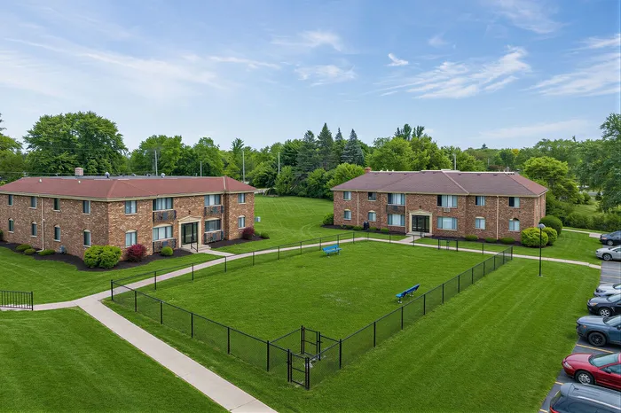 Fenced dog park at Stone Point Apartments in Menomonee Falls, WI