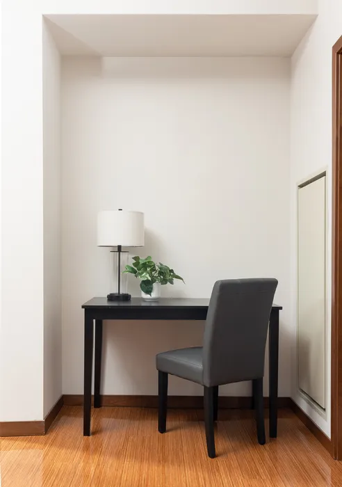 Built-in workspace inside an apartment at Domain Apartments in Downtown Madison, Wisconsin.