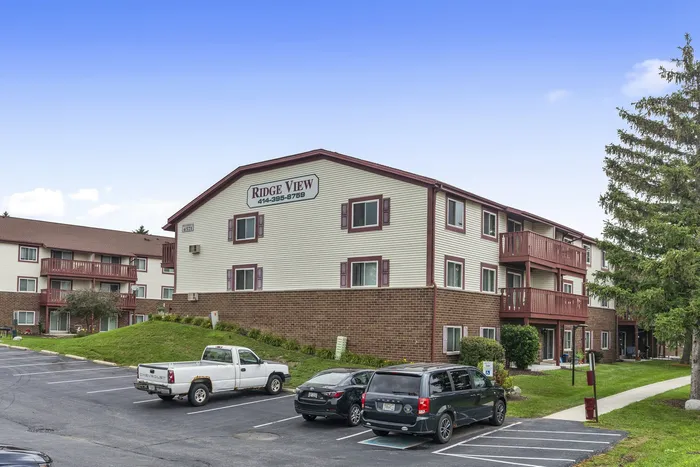 Exterior architecture of a residential building at Ridge View Apartments.