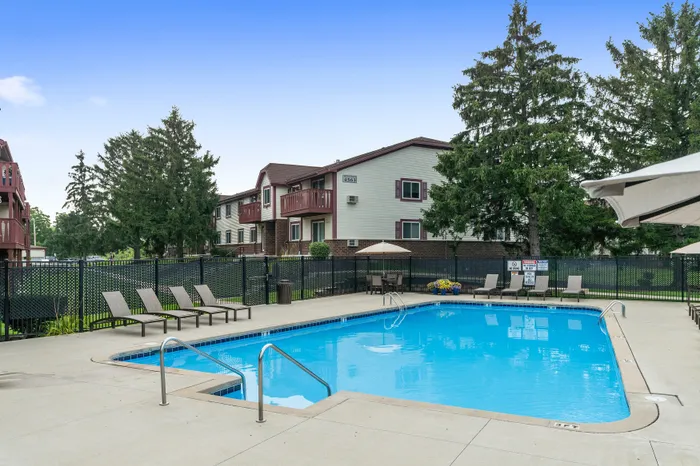 Community outdoor pool at Ridge View Apartments.