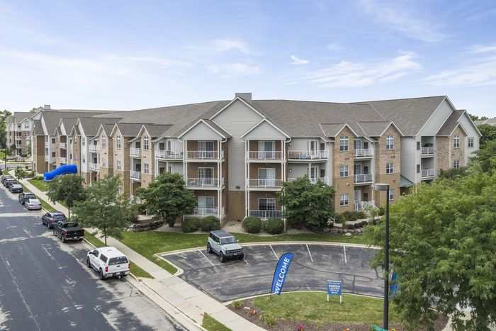 Exterior view of an apartment building at The Landmark at Hatchery Hill.