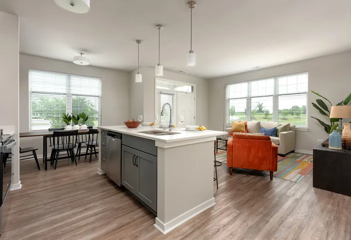 Kitchen at Seasons at North Aurora Apartments.