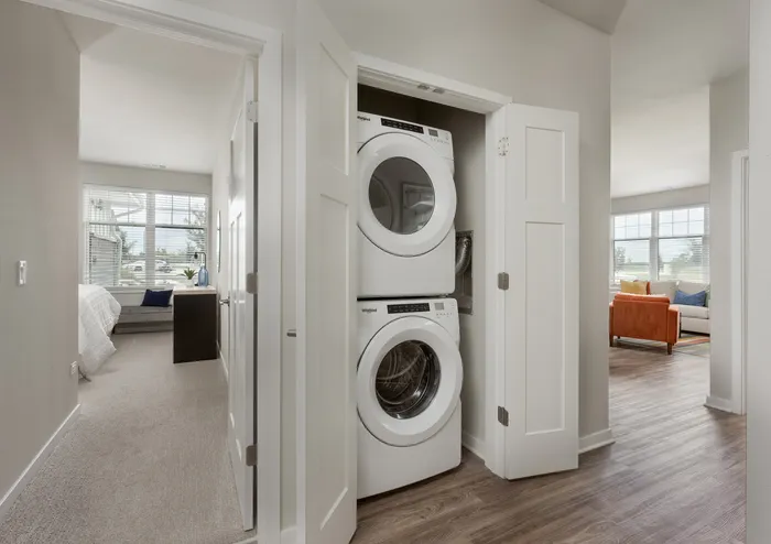 In-unit washer and dryer at Seasons at North Aurora Apartments.