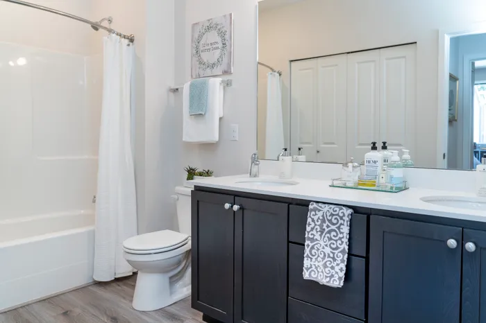 Model Bathroom l Luxury Apartments for Rent in Tacoma, WA l 1500 Orchard