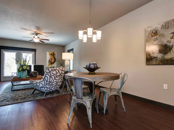 Township 28 Apartments Springfield Missouri One Bedroom Furnished Dining Living Room View