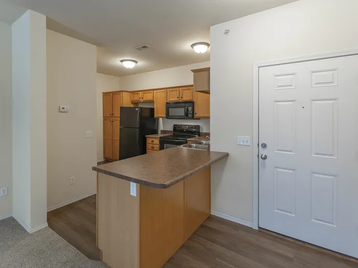 Martin Riley Studio Apartment Rentals Springfield Missouri Kitchen Entrance View