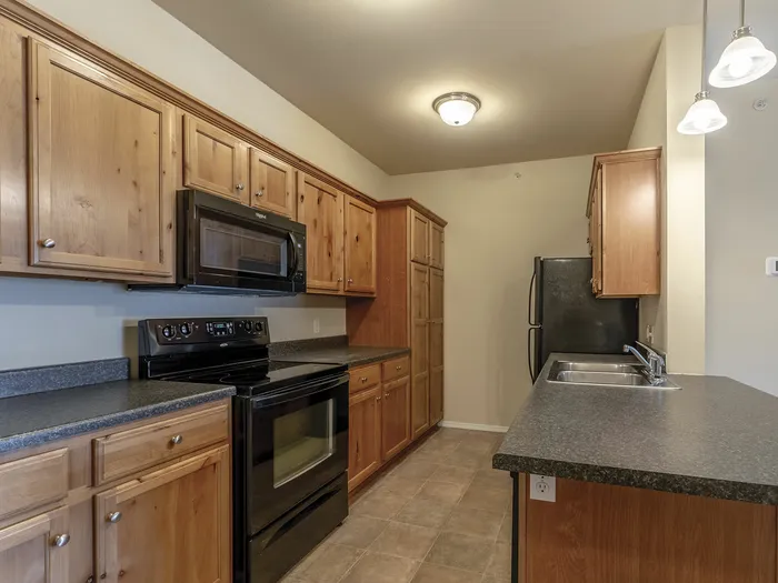 Coryell Courts Studio Lydia Phase One Kitchen View