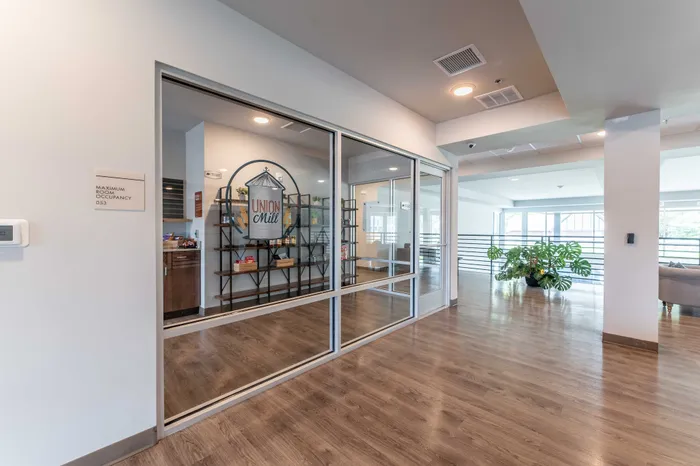 Union-Mill-Apartments-Wichita-Kansas-Amenities-Work-Space-Area-Bodega-Entrance