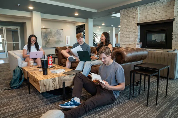 Union-Mill-Apartments-Wichita-Kansas-Amenities-Study-Group-By-Fireplace