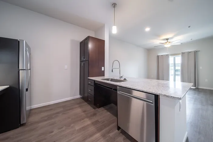 Union-Mill-Apartments-Wichita-Kansas-One-Bedroom-ADA-Kitchen-Living-Room-View