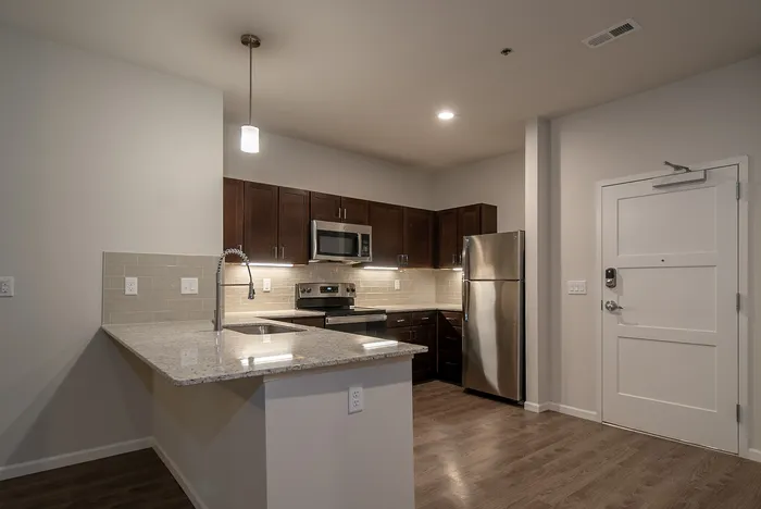 Union-Mill-Apartments-Wichita-Kansas-Three-Bedroom-Kitchen-Front-Door