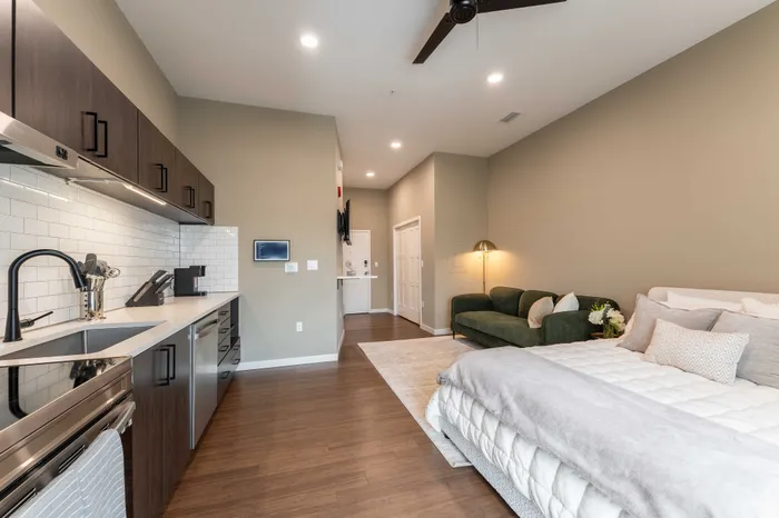Heritage-Apartments-For-Rent-Springfield-Missouri-Furnished-Micro-Studio-Unit-405-Living-Space-View-From-Kitchen