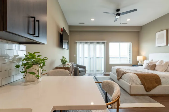 Heritage-Apartments-For-Rent-Springfield-Missouri-Furnished-Studio-Unit-515-Living-Space-View-From-Kitchen