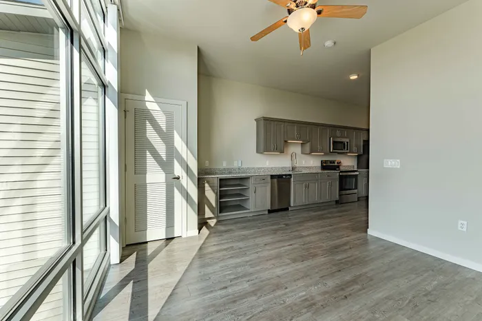 Monarch-Apartments-Springfield-Missouri-Micro-Studio-Kitchen-View-From-Living-Space