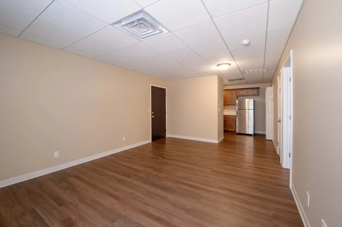 Regency-Towers-Apartments-Rountree-Neighborhood-Springfield-MO-Remodeled-1-Bedroom-Living-Room-To-Kitchen