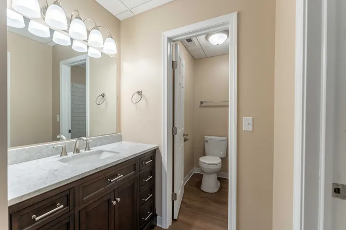 Regency-Towers-Apartments-Rountree-Neighborhood-Springfield-MO-Remodeled-1-Bedroom-Primary-Bathroom-Vanity-Mirror