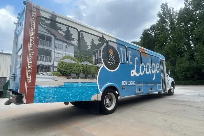 The Lodge of Athens shuttle bus for university drop-off and student transportation